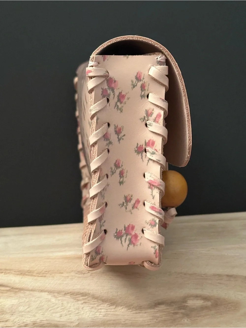 Anna Sui Pink Rosebud Butterfly Leather Clutch